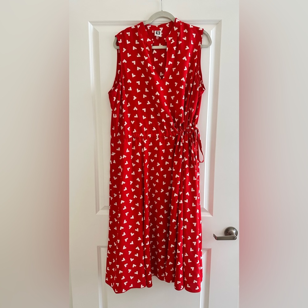 Anne Klein Red Geometric Print Dress 2X